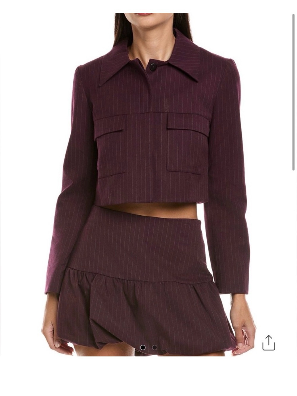 Amanda Uprichard Burgundy Sanders Crop Jacket with Stripes. M NWT